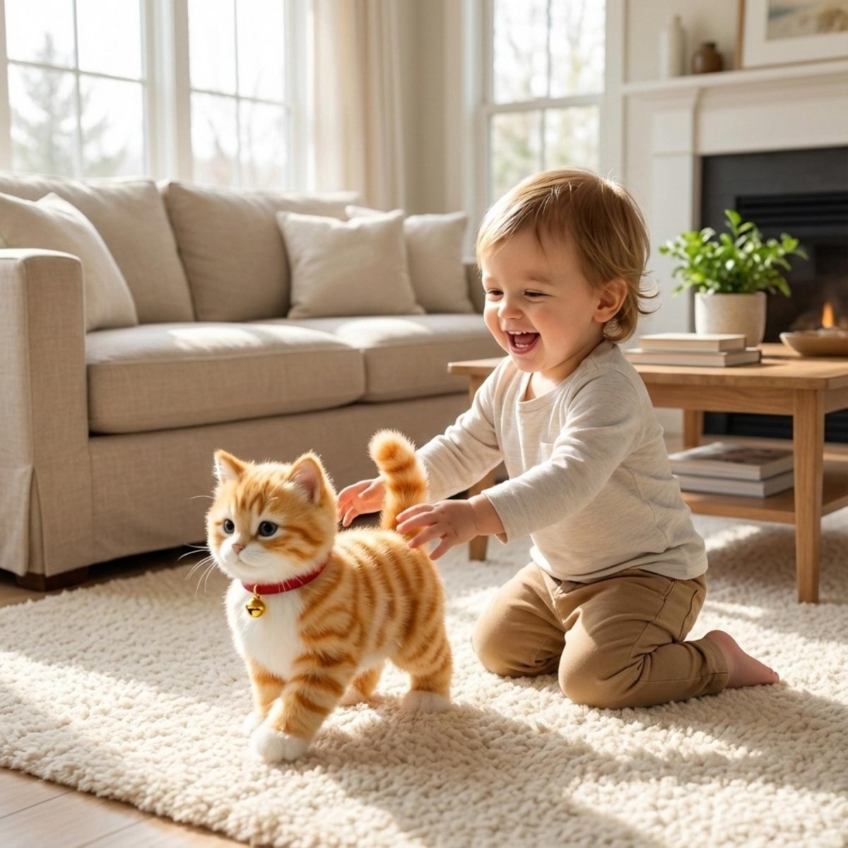 Juguete Interactivo de Gato de Peluche con Movimientos Realistas para Niños
