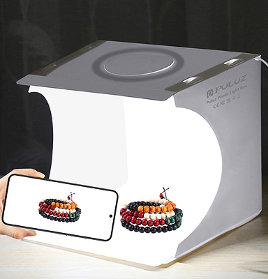 Mini Estudio Fotográfico "LumiCube" con iluminación LED y 6 fondos
