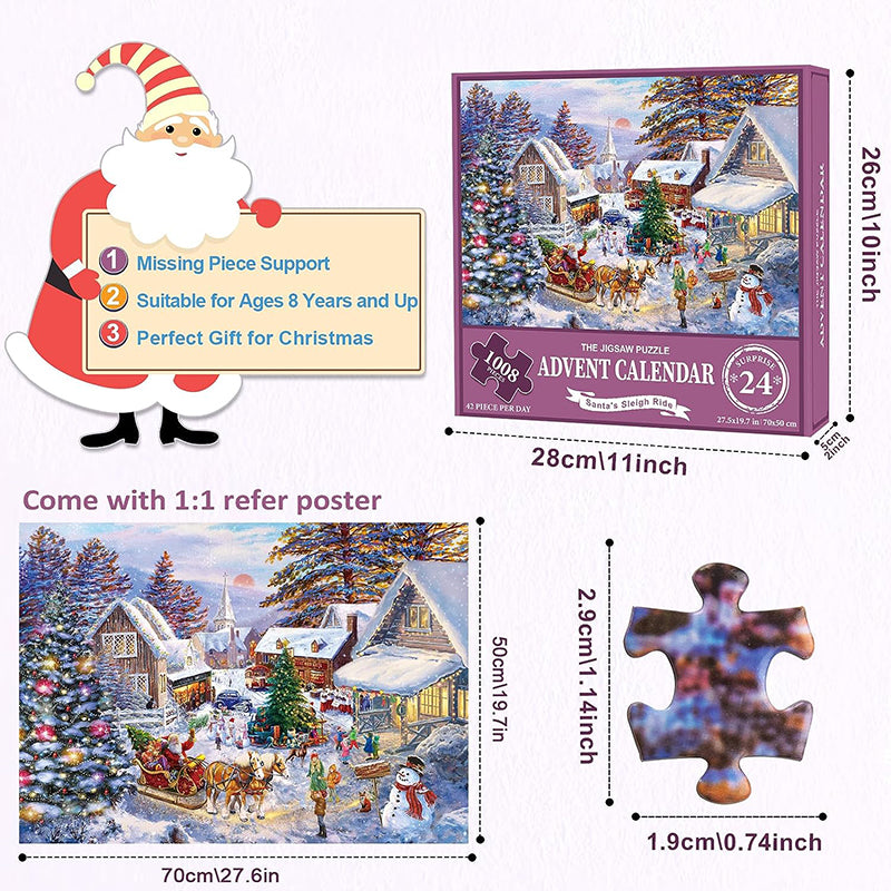 1000PCS Rompecabezas de Navidad Calendario de Adviento - Regalo de Navidad