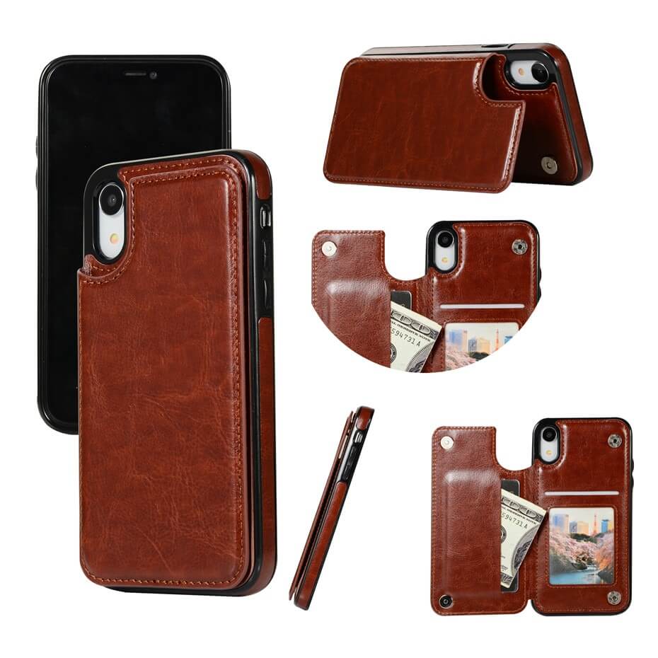 Funda de Cartera de Cuero para iPhone