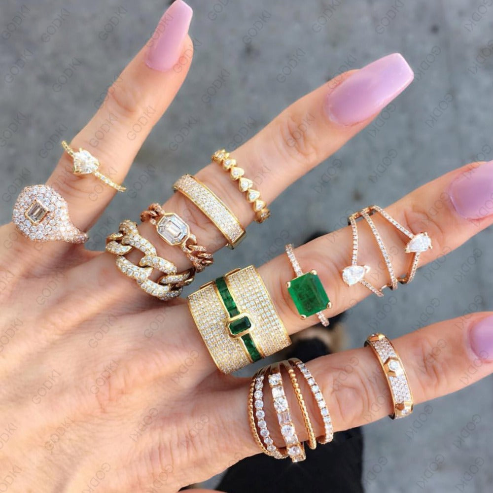 Anillo apilable de lujo de diseño Mónaco para mujeres