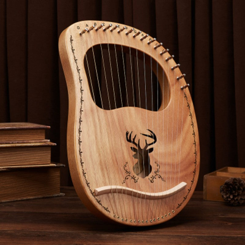 Lisslune | Arpa de Lira Clásica de 16 Cuerdas con Cuerdas de Metal, Llave de Afinación, Cuerdas de Repuesto, Manual y Bolsa, para Principiantes y Profesionales