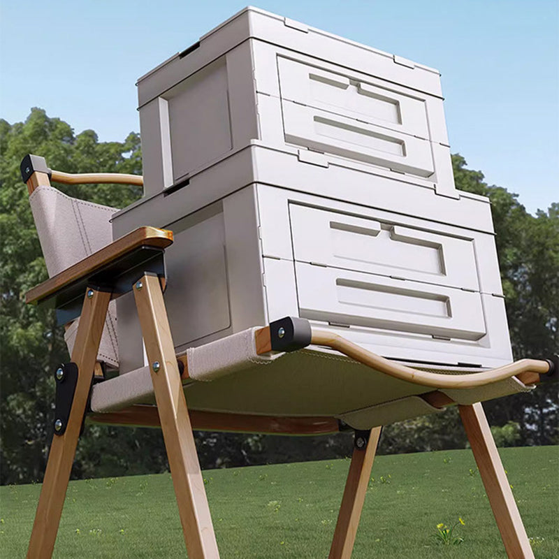 Silla Plegable de Tela Cuadrada Minimalista Moderna de Acero al Carbono con Respaldo y Apoyabrazos de Madera de Haya para Exterior | Brehn