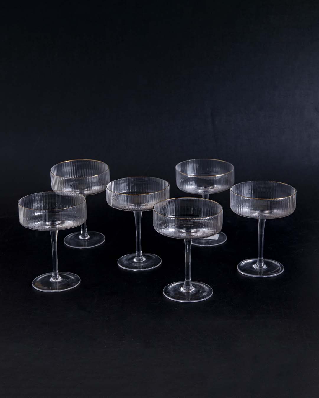 Vasos de cóctel con diseño estriado - Set de 6