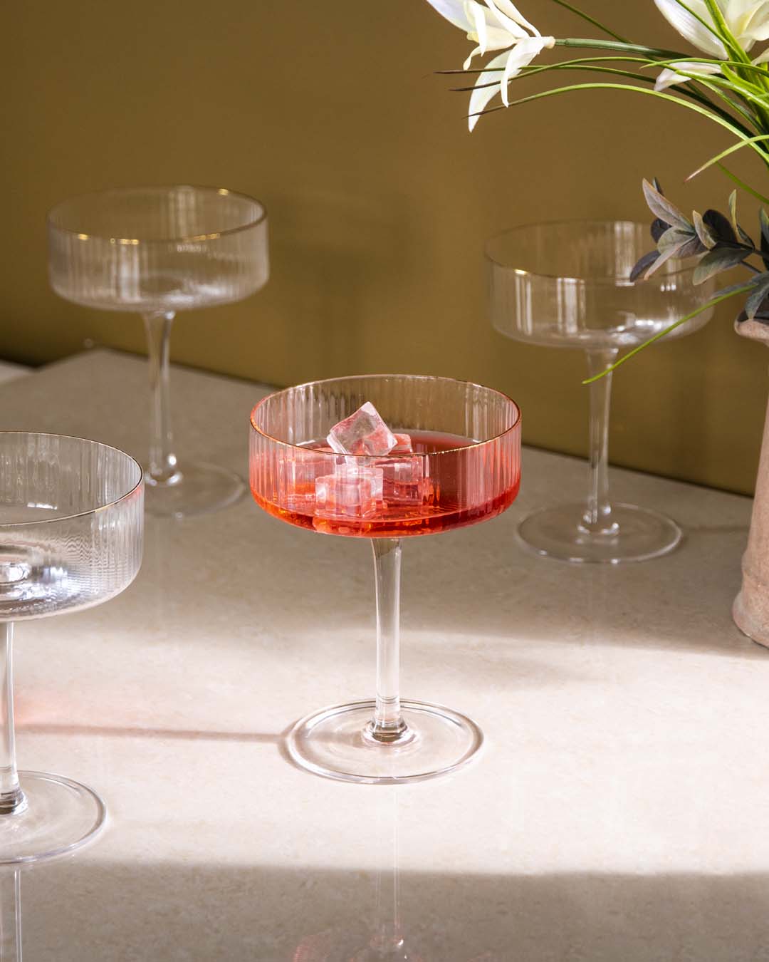 Vasos de cóctel con diseño estriado - Set de 6