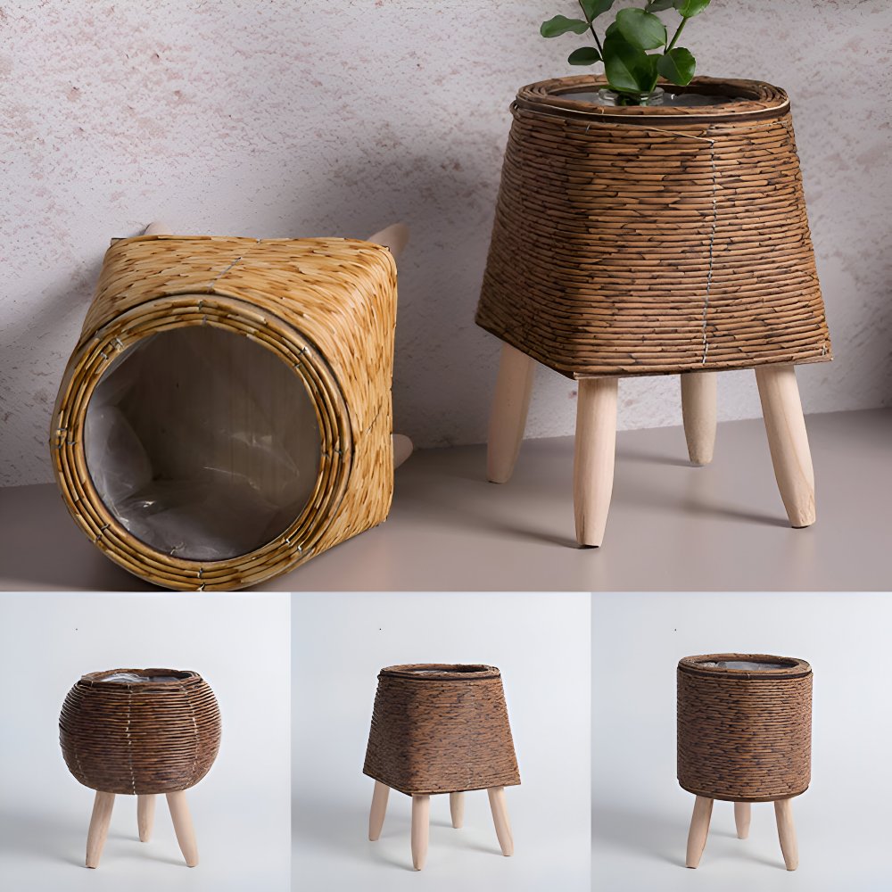Maceta de Rattan Artificial de Estilo Rústico