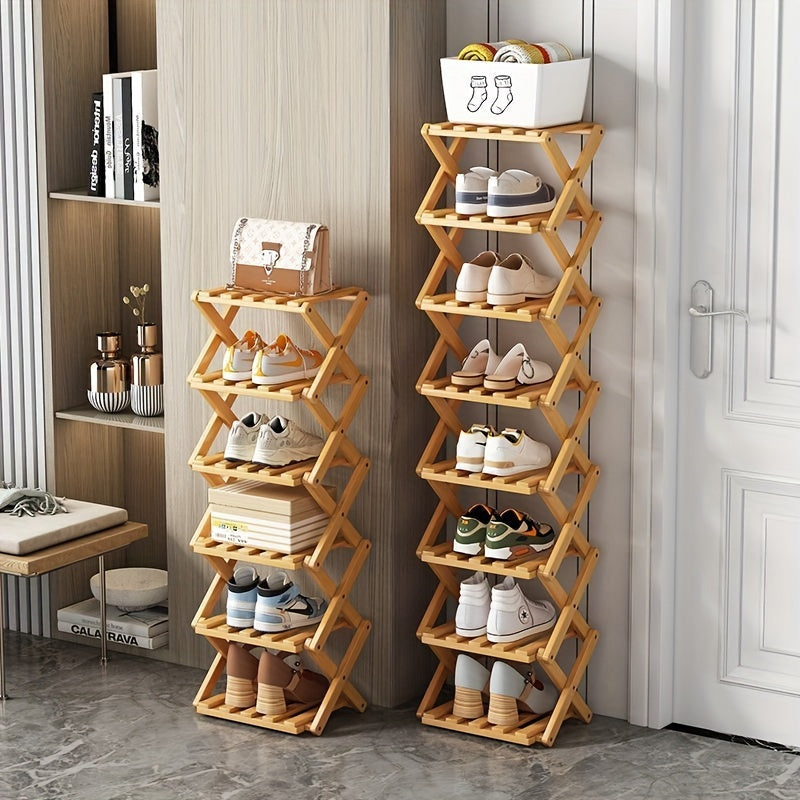 Estante para Zapatos de Bambú Inteligente – Compacto y Práctico para Cualquier Entrada