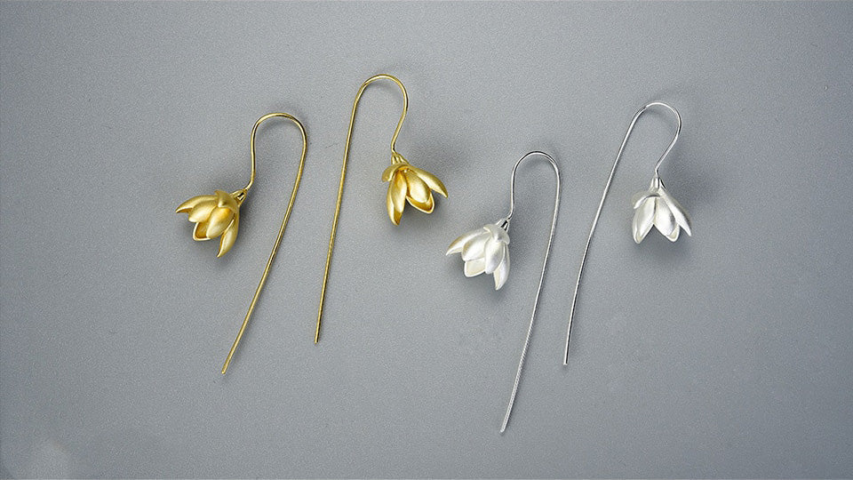 Pendientes Dangle de Flor de Magnolia