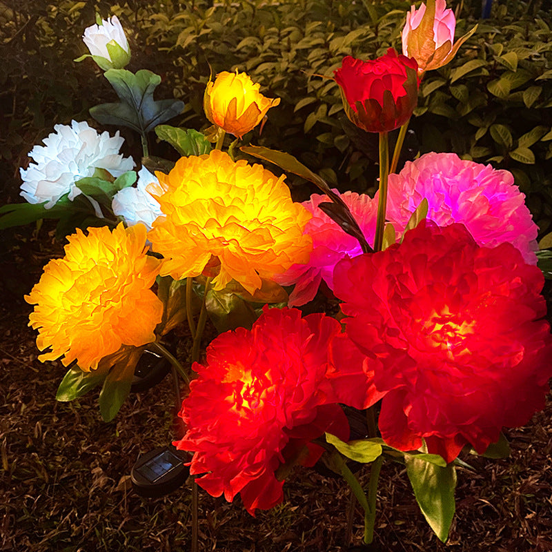 Luz de jardín LED creativa contemporánea de flores de peonía solar impermeable para exteriores | Brehn