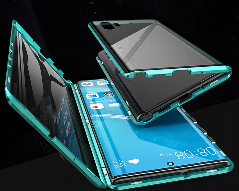 Funda de teléfono magnética de vidrio templado doble cara para Samsung