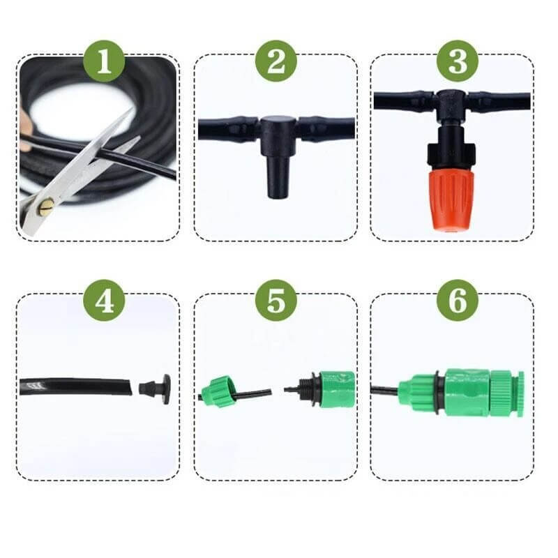 Juego de Aspersores Pro | Sistema de Irrigación Ahorra Tiempo y Agua | Cabezas de Aspersión Ajustables | Adecuado para Jardines y Patios | Opciones de Longitud: 5m, 10m, 15m o 20m | Fácil de Instalar