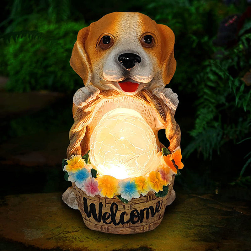 Luz de jardín LED de resina para cachorro solar al aire libre | Brehn