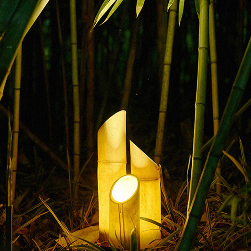 Iluminación paisajística exterior de bambú con LED y resina solar a prueba de agua creativa contemporánea | Brehn