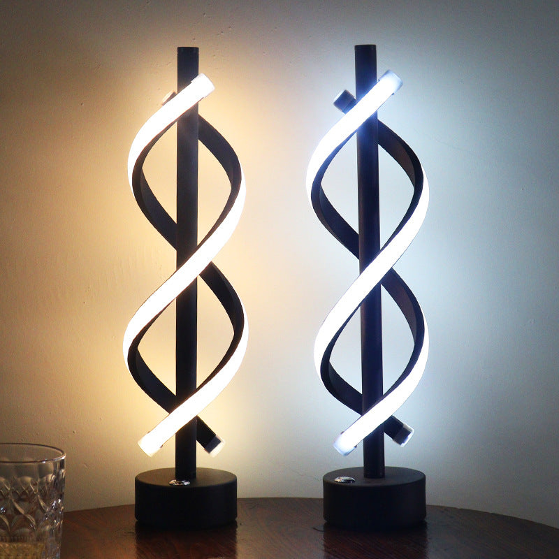 Lámpara LED de Doble Espiral Nórdica – diseño moderno de tiras de hierro