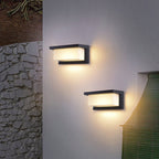 Lámparas de pared exteriores LED de PC rectangular de diseño moderno y minimalista con energía solar para patio exterior
