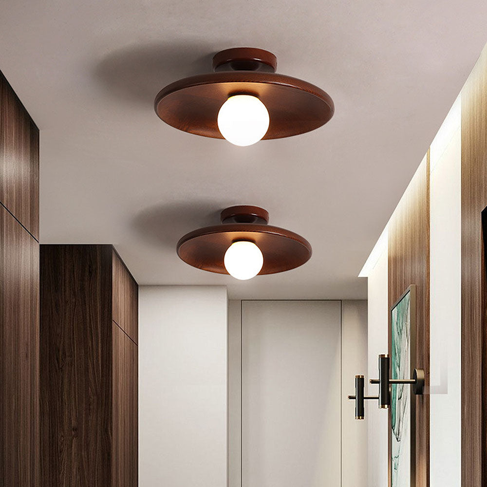 Lámpara de techo de madera nórdica – redonda, minimalista y moderna