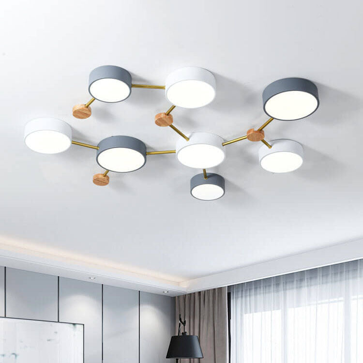 Lámpara de techo LED escandinava de madera y metal