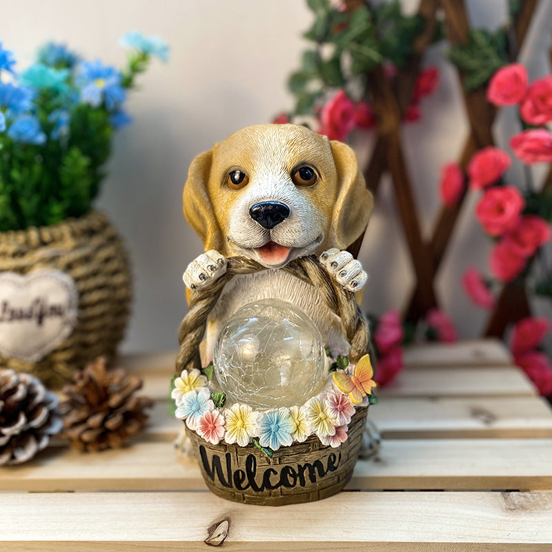Luz de jardín LED de resina para cachorro solar al aire libre | Brehn