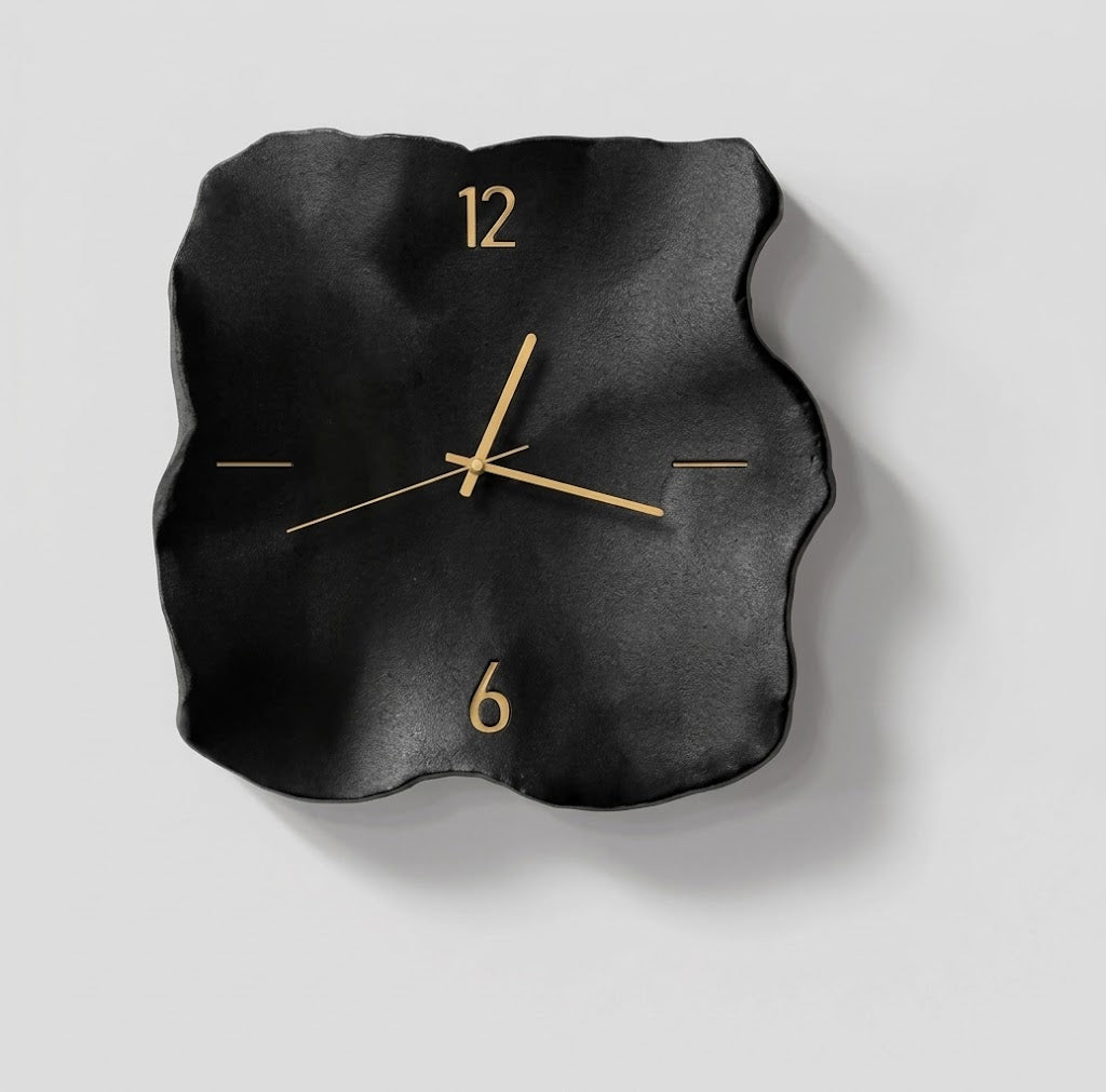 STONEAURA – Horloge murale en grès moderne avec relief 3D et technologie quartz silencieuse