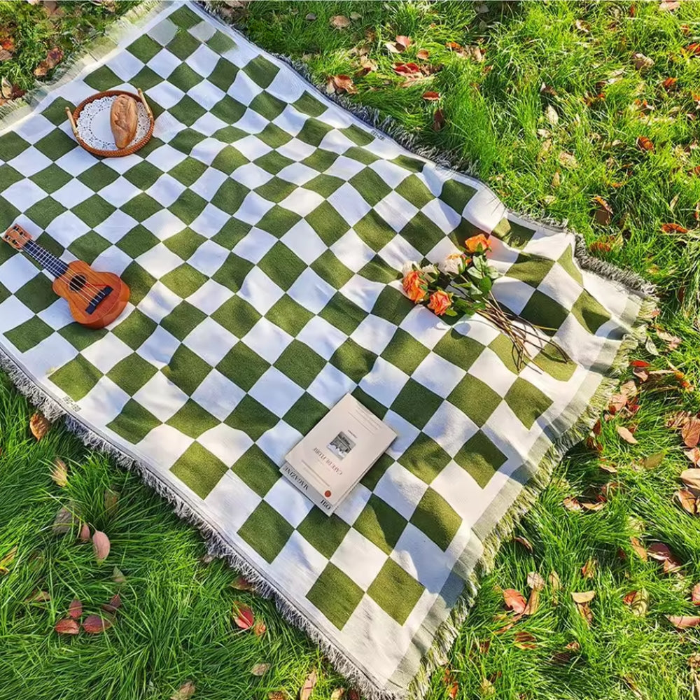 Manta de picnic de microfibra suave con diseño a cuadros