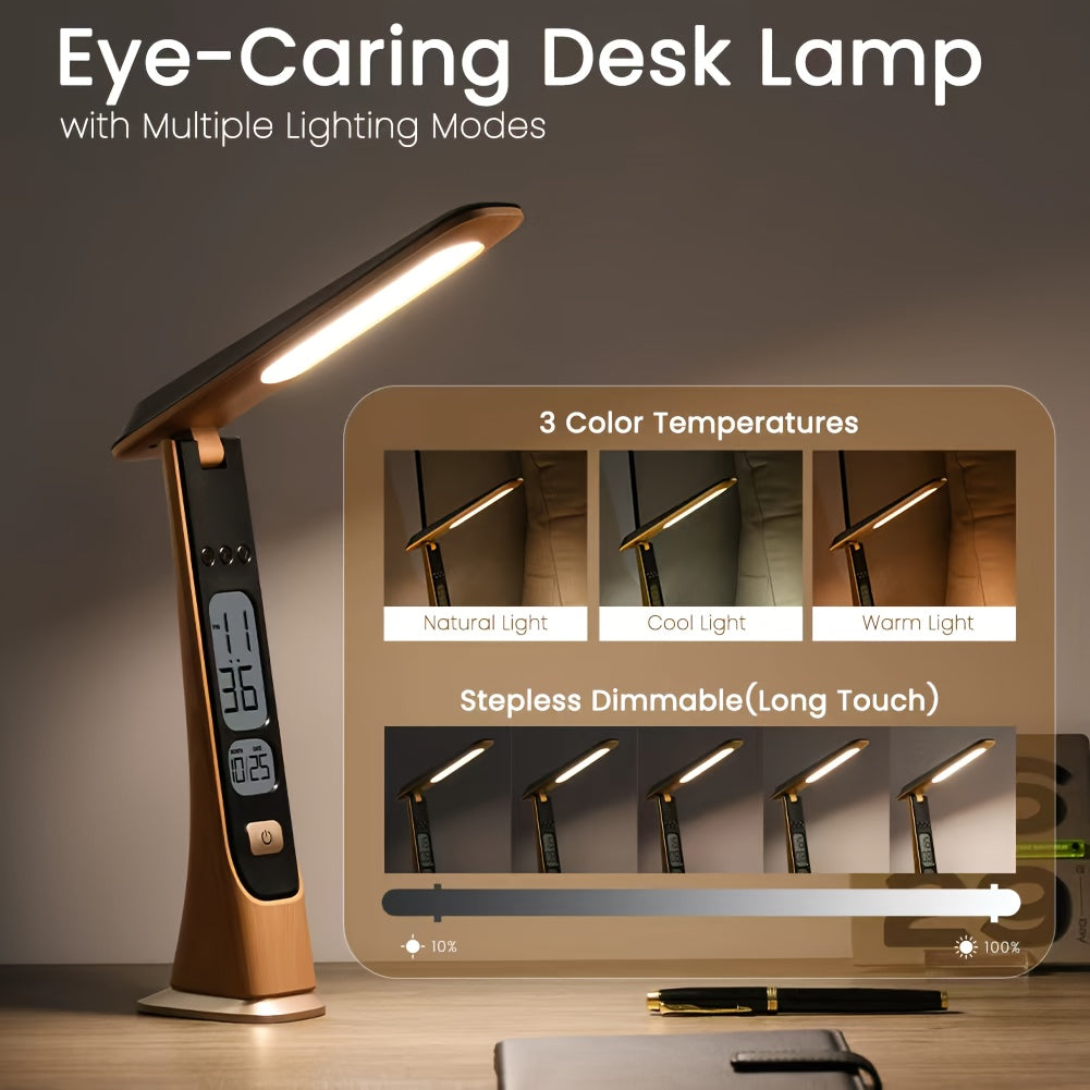 FLEXILUX – Lámpara de Escritorio LED Portátil Plegable con Pantalla de Hora