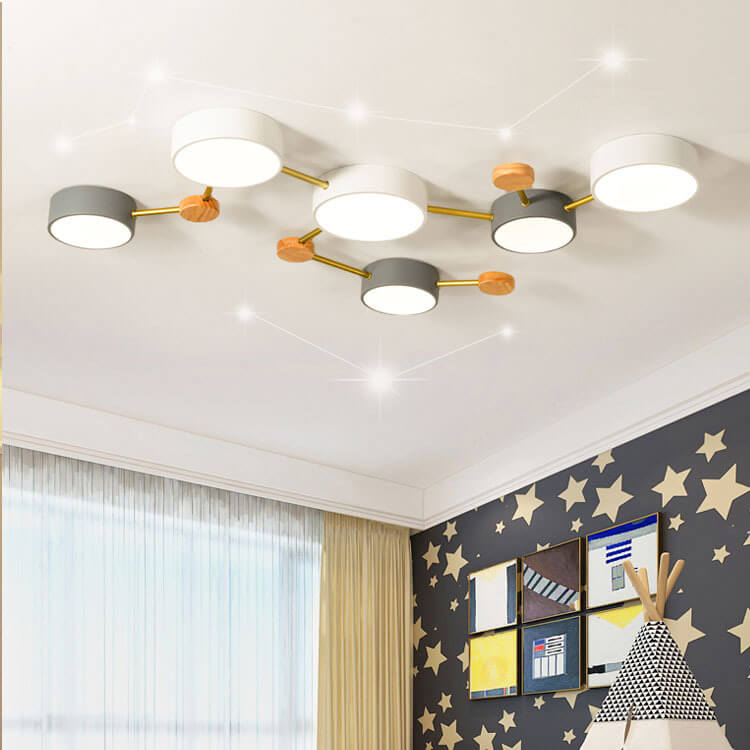 Lámpara de techo LED escandinava de madera y metal