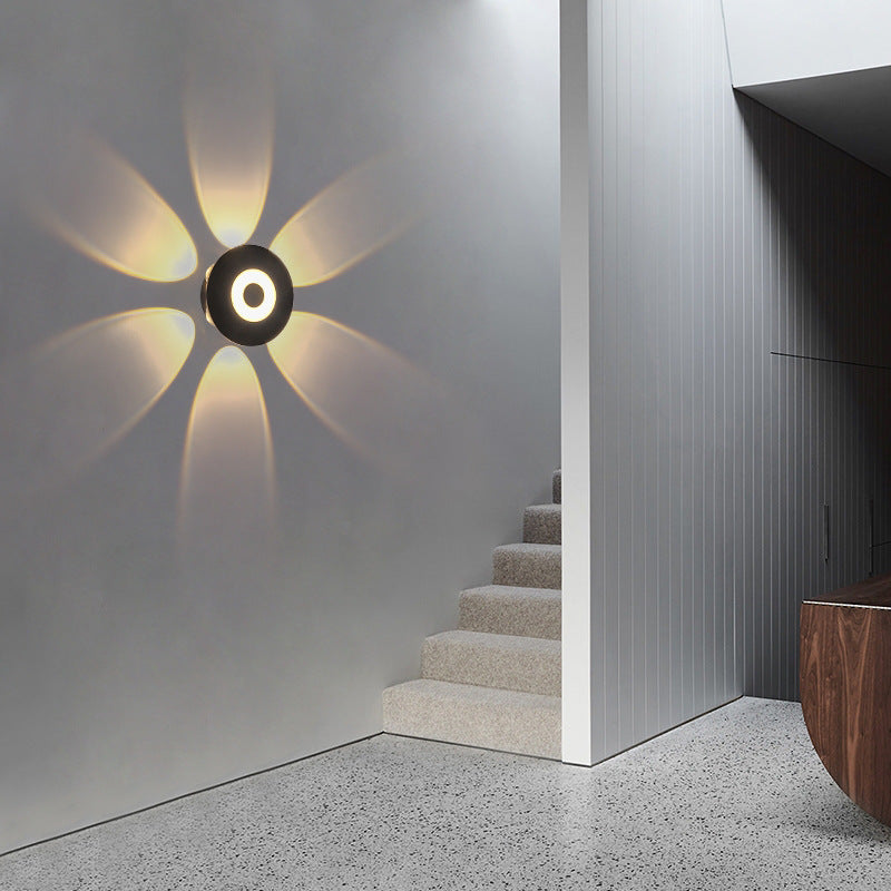 Lámpara de pared LED con pantalla redonda de aluminio escandinavo contemporáneo para patio exterior | Brehn