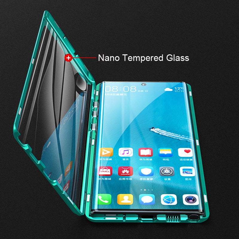 Funda de teléfono magnética de vidrio templado doble cara para Samsung