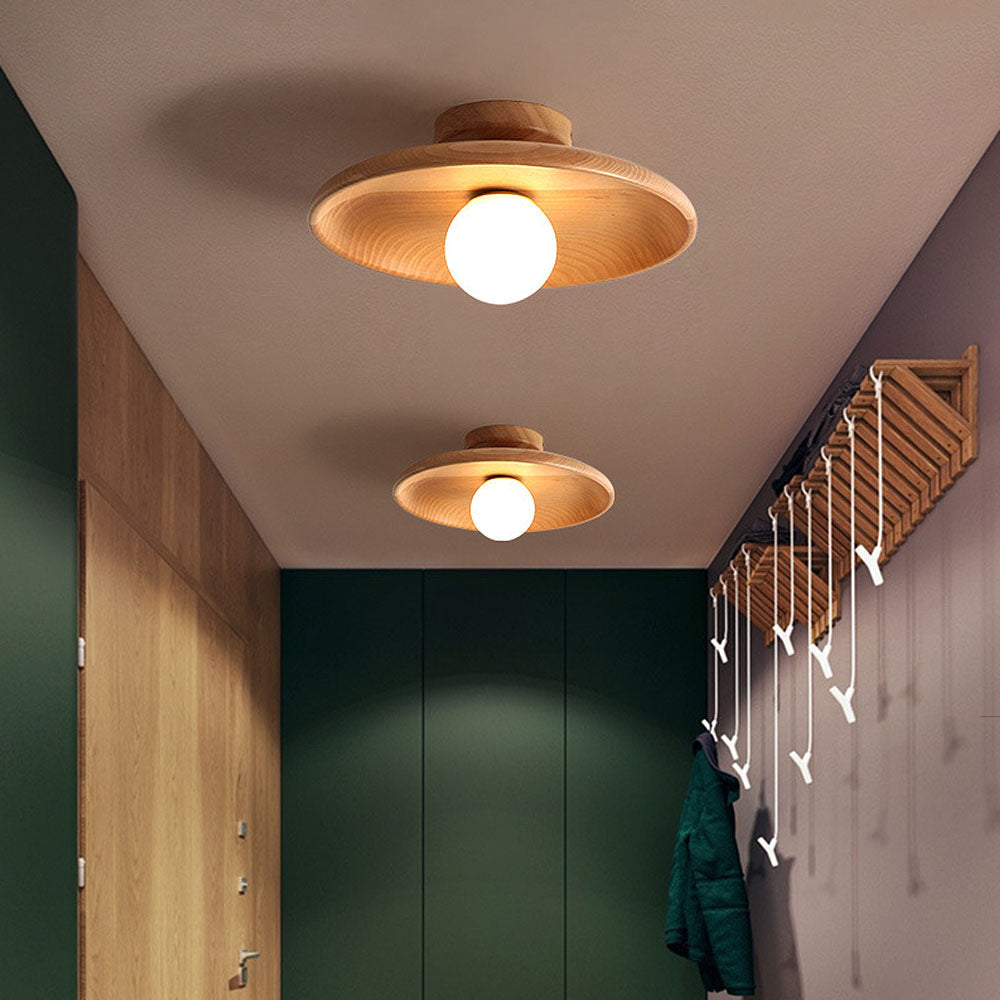 Lámpara de techo de madera nórdica – redonda, minimalista y moderna