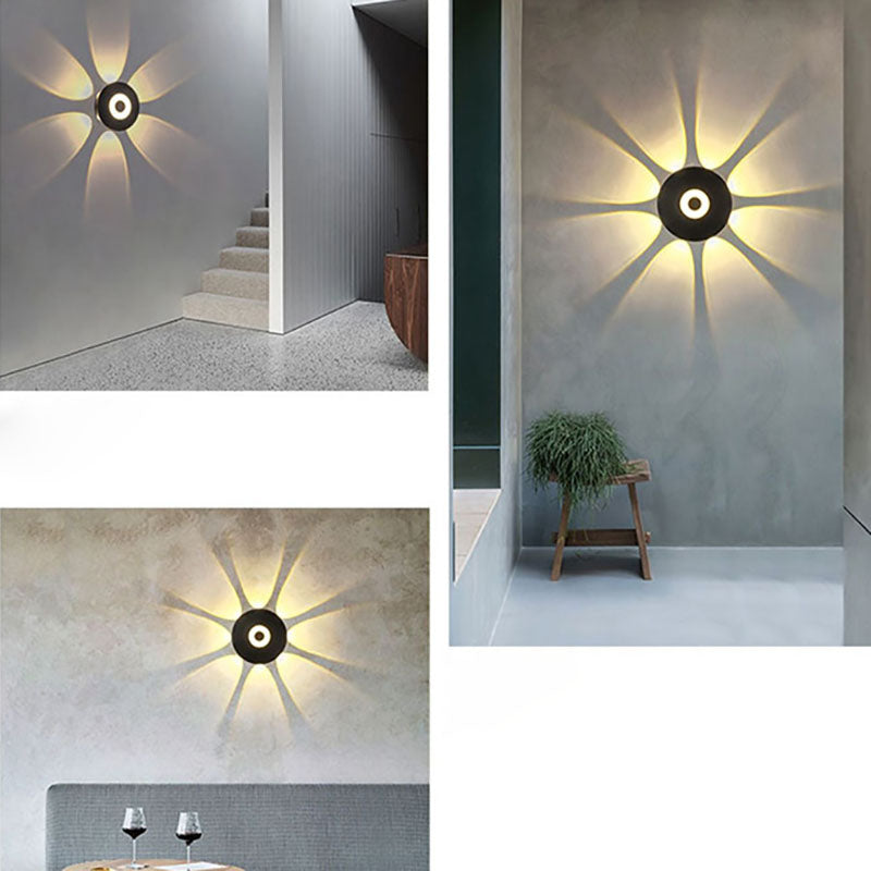 Lámpara de pared LED con pantalla redonda de aluminio escandinavo contemporáneo para patio exterior | Brehn