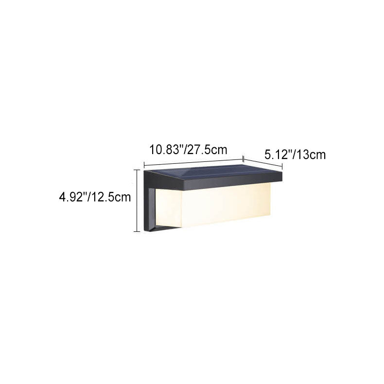 Lámparas de pared exteriores LED de PC rectangular de diseño moderno y minimalista con energía solar para patio exterior | Brehn