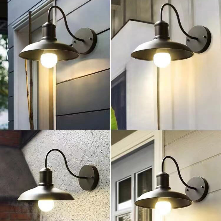Lámpara de pared exterior curva de hierro impermeable Retro Loft Dome 1 luz | Brehn