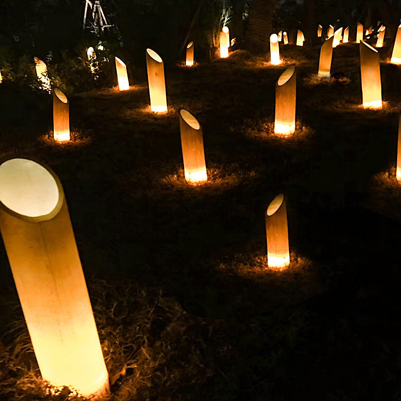 Iluminación paisajística exterior de bambú con LED y resina solar a prueba de agua creativa contemporánea | Brehn