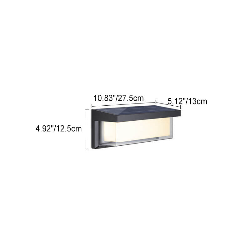 Lámparas de pared exteriores LED de PC rectangular de diseño moderno y minimalista con energía solar para patio exterior | Brehn