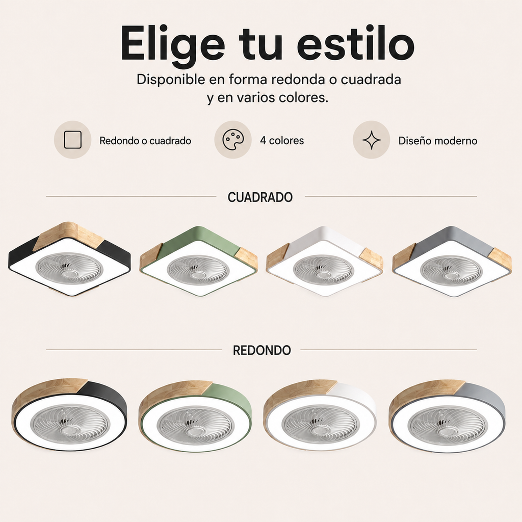 Luz de Ventilador de Techo LED Integrado Sin Aspas