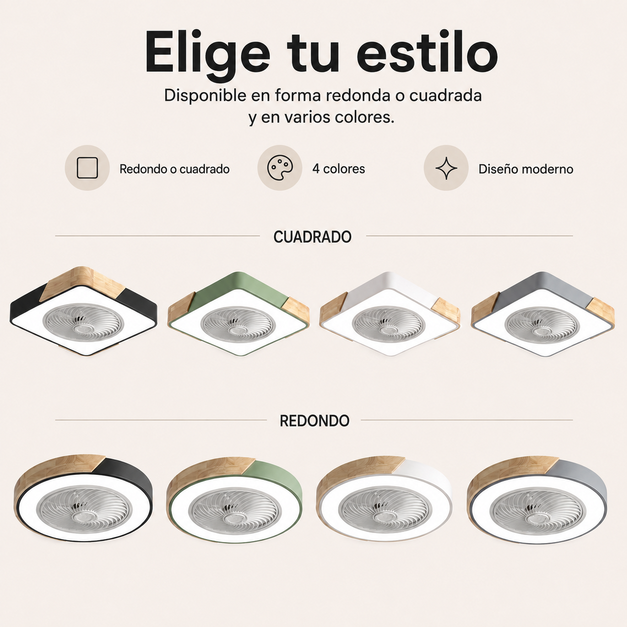 Luz de Ventilador de Techo LED Integrado Sin Aspas