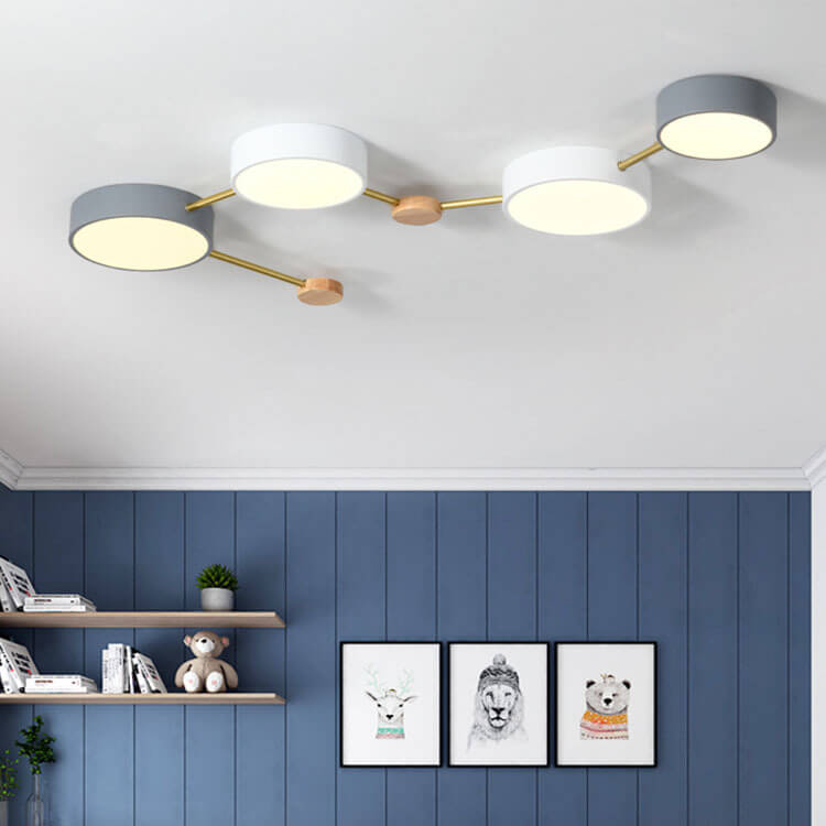Lámpara de techo LED escandinava de madera y metal