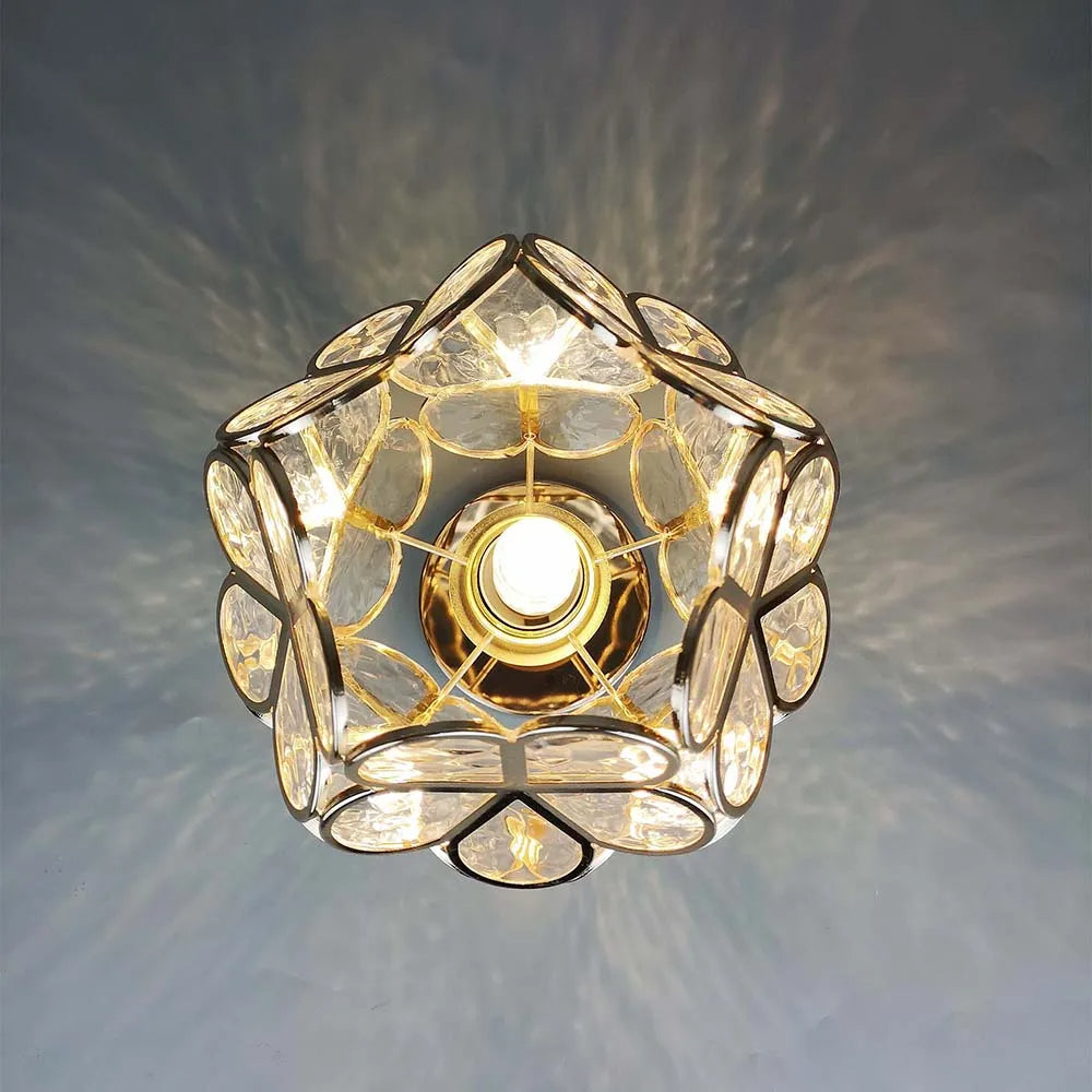 Lámpara de techo de vidrio floral con reflexión de luz