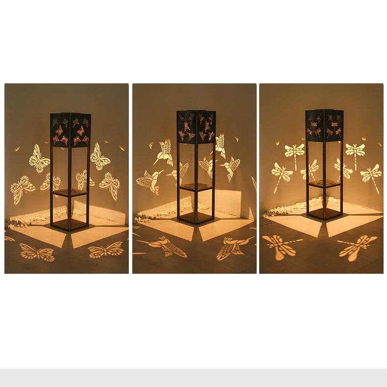 Luz Solar de Mariposa Sombra Cuadrada Maceta Luz Jardín Decorativa Exterior Impermeable Patio Luz Exterior | Brehn