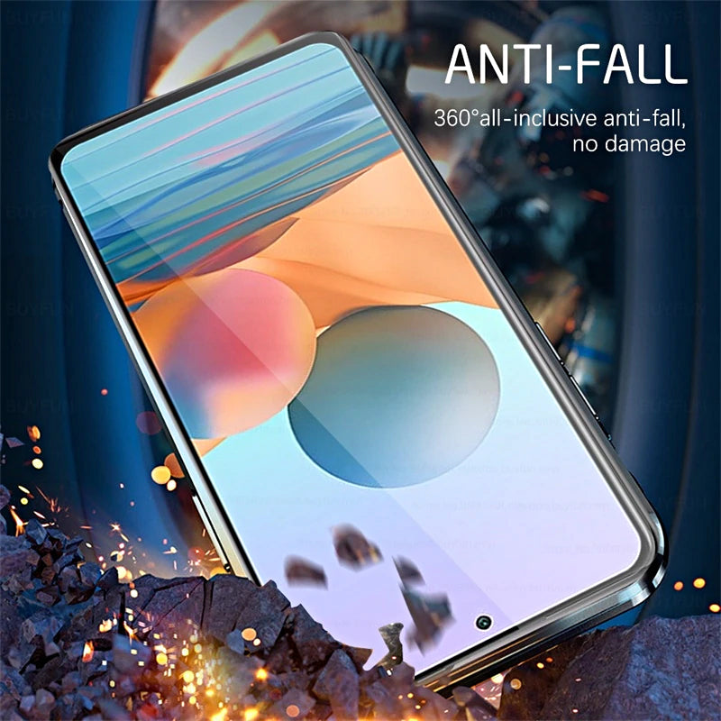 Funda de teléfono magnética de vidrio templado doble cara para Samsung