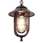 Lámpara colgante exterior industrial vintage de aluminio con cristal, 1 luz, a prueba de agua