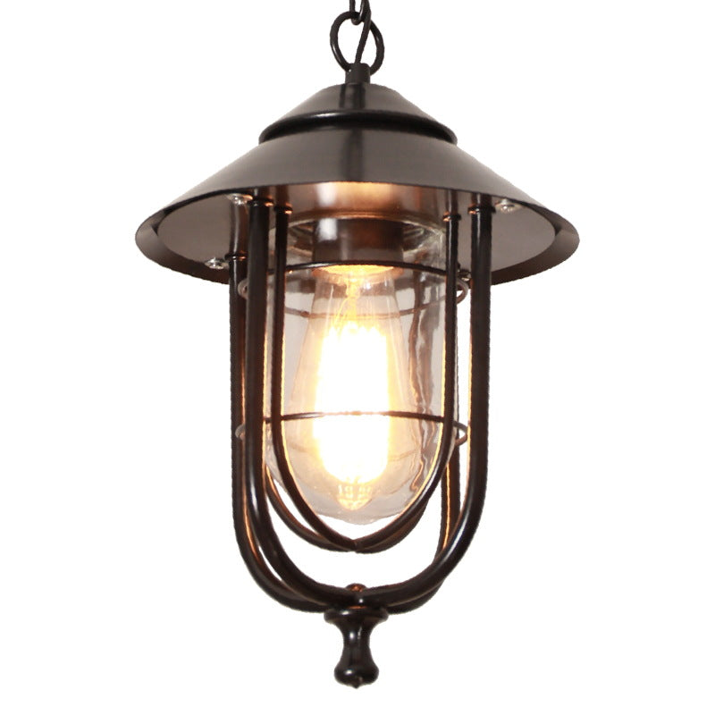 Lámpara colgante exterior industrial vintage de aluminio con cristal, 1 luz, a prueba de agua | Brehn