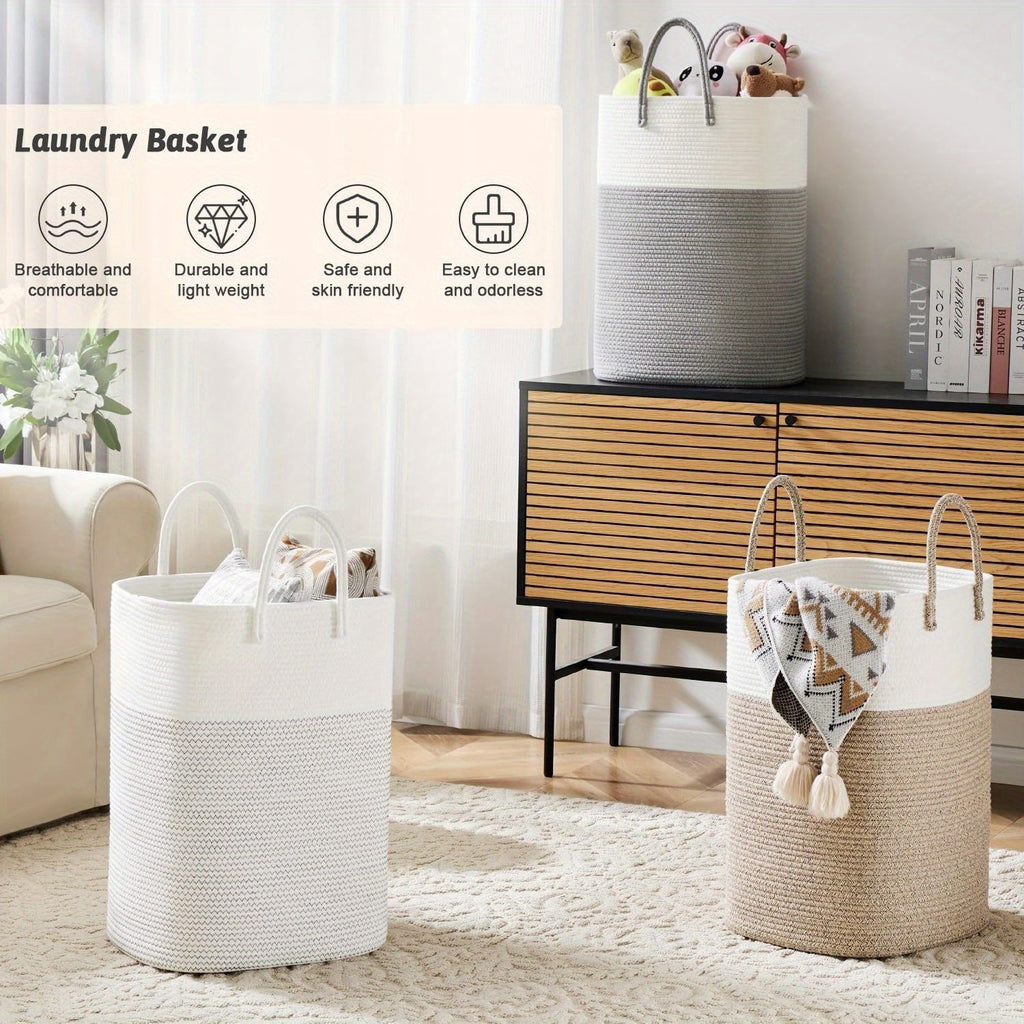 Cesta de Ropa Extra Grande Tejida - Espacio para Todas Tus Cosas, Durable y Práctica
