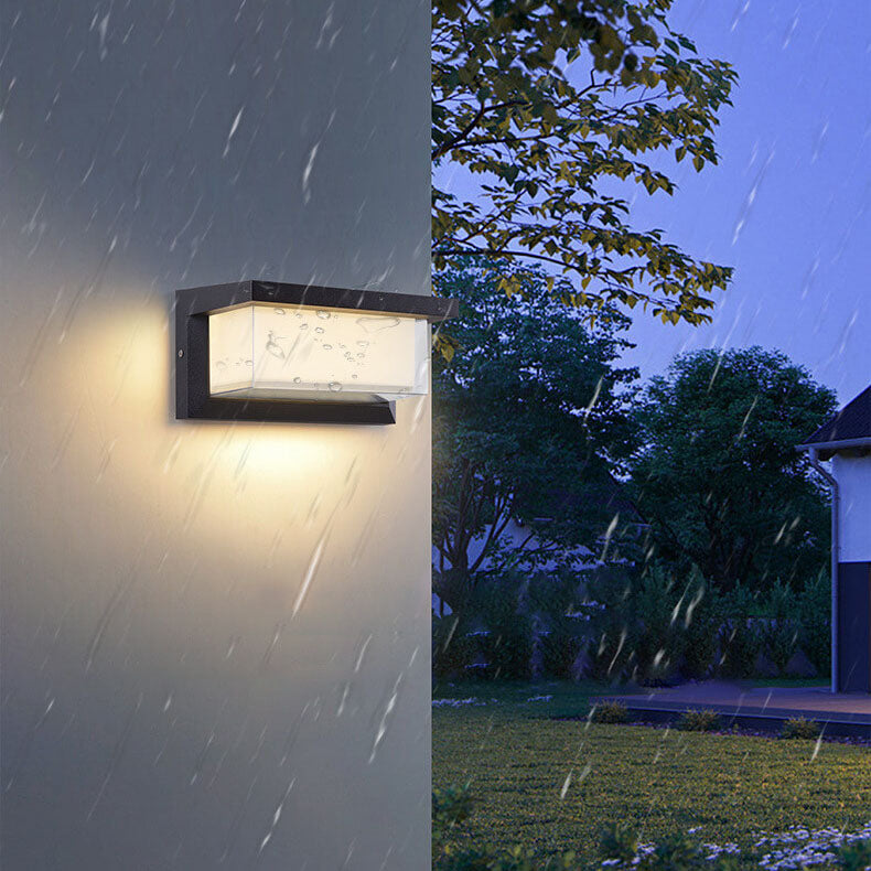 Lámparas de pared exteriores LED de PC rectangular de diseño moderno y minimalista con energía solar para patio exterior | Brehn