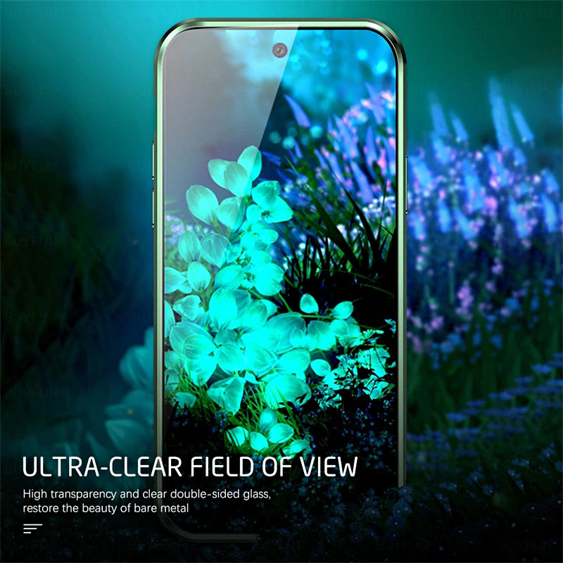 Funda de teléfono magnética de vidrio templado doble cara para Samsung