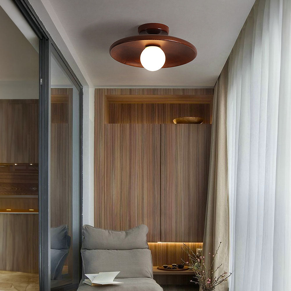 Lámpara de techo de madera nórdica – redonda, minimalista y moderna