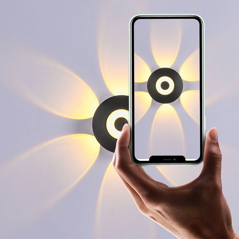 Lámpara de pared LED con pantalla redonda de aluminio escandinavo contemporáneo para patio exterior | Brehn
