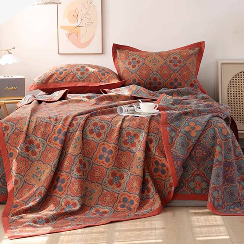 Colcha de Algodón Reversible con Patrón de Flores de Pétalos – Ropa de Cama para Verano y Todas las Temporadas, Disponible en Tamaños Individual, Doble, Reina y Rey