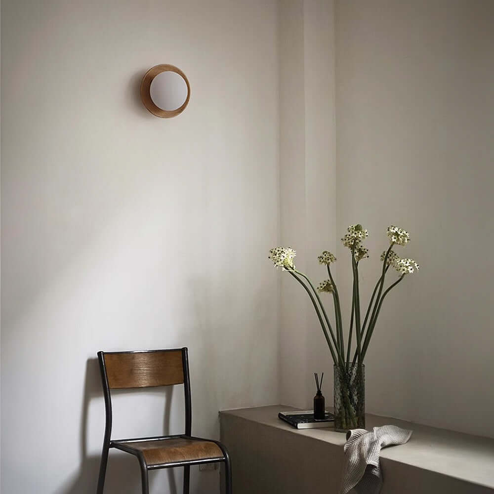 Aplique de Pared de Madera Blanca Moderna