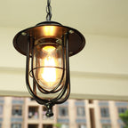 Lámpara colgante exterior industrial vintage de aluminio con cristal, 1 luz, a prueba de agua